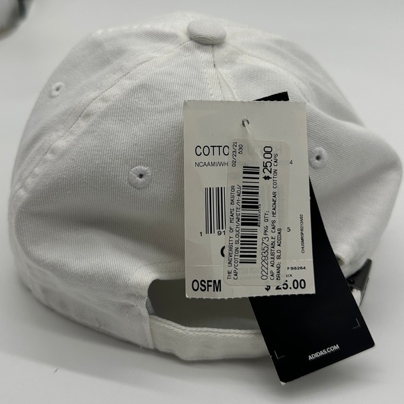 Miami Hurricanes Hats Football Cap Mens OFSA White Adjustable Logo Adidas NEW - Picture 1 of 9